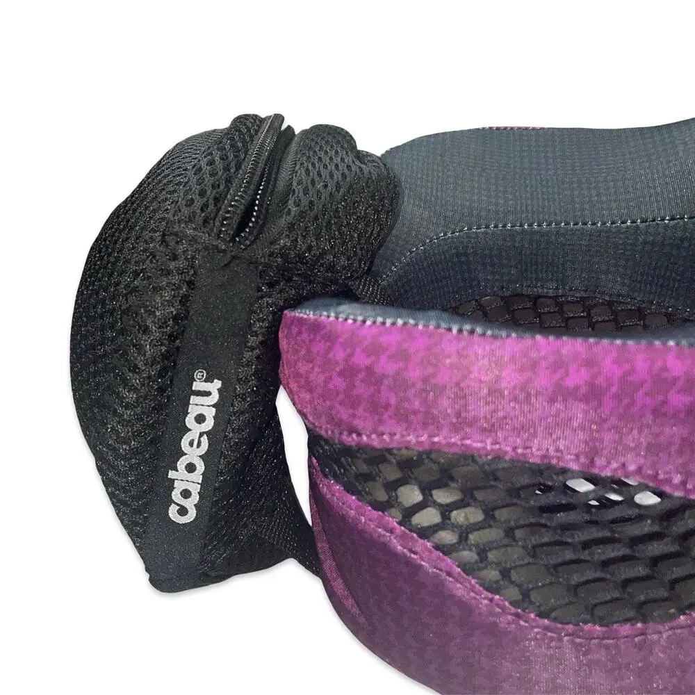 Cabeau Evolution Cool Travel Neck Pillow Purple Houndstooth Case Headphones